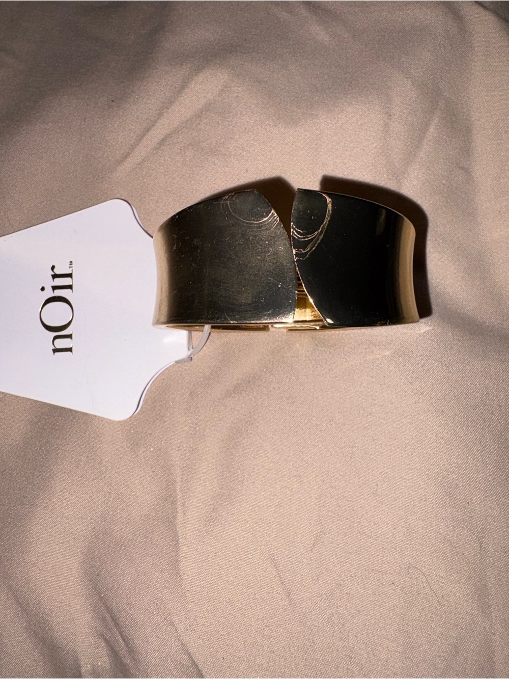 nOir Gold Tone Wide Hinged Cuff Bracelet NWT Statement Jewelry